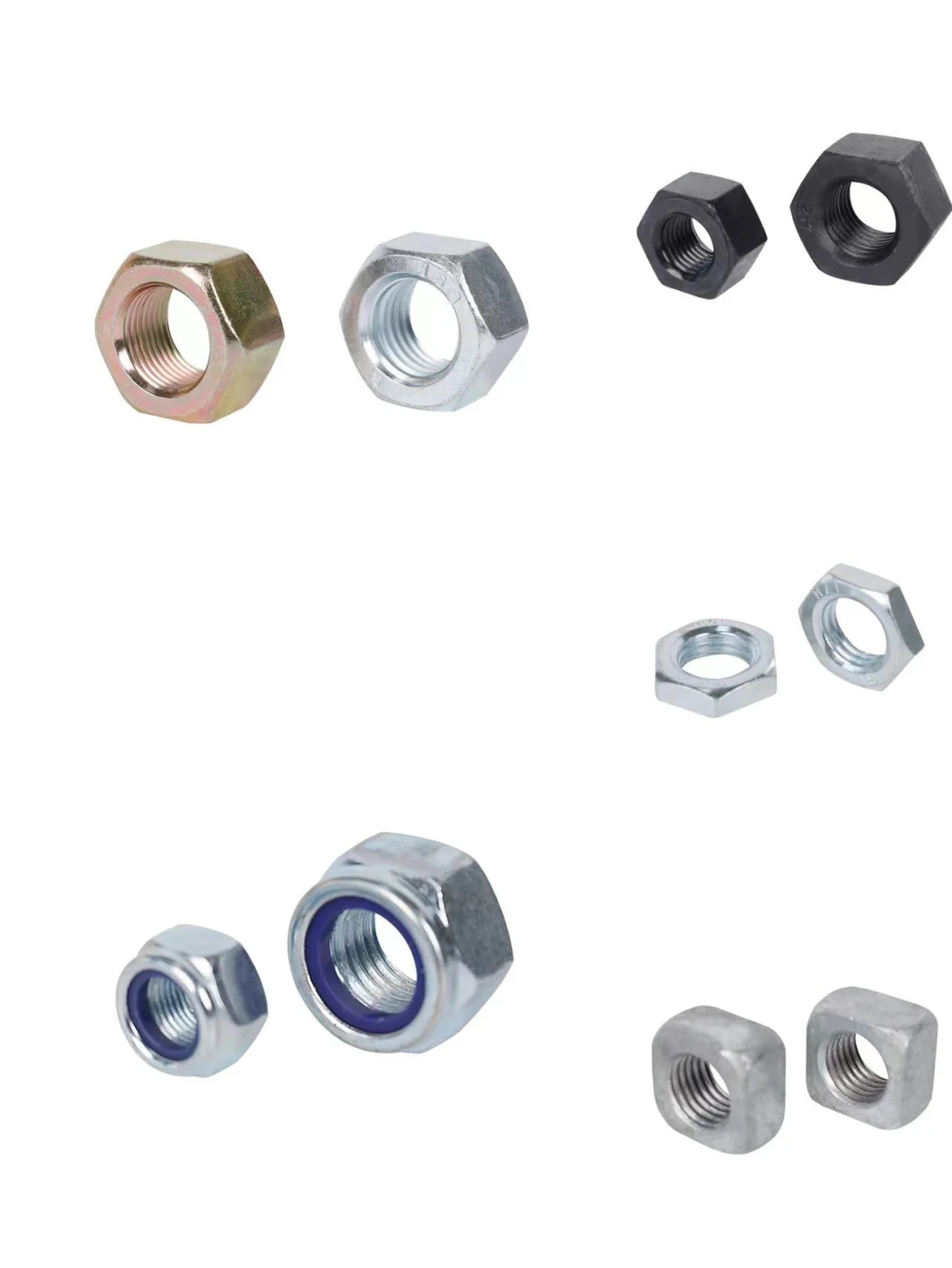 Hex Nuts DIN985/Flange Nut DIN6923/Hex Nut DIN934/ Thin Nut/ Square Nut DIN557/ Wing Nut DIN315/ Nylon Lock Nut/2h Nut/Tee Nut/Coupling Nut/Cap Nut