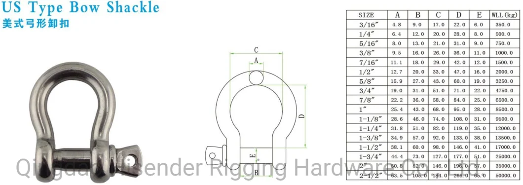 Rigging Hardware Zinc Plated Us Drop Forged G209 Bow Shackle